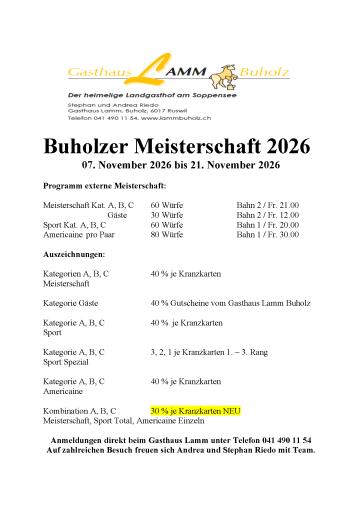 Buholzermeisterschaft 2026